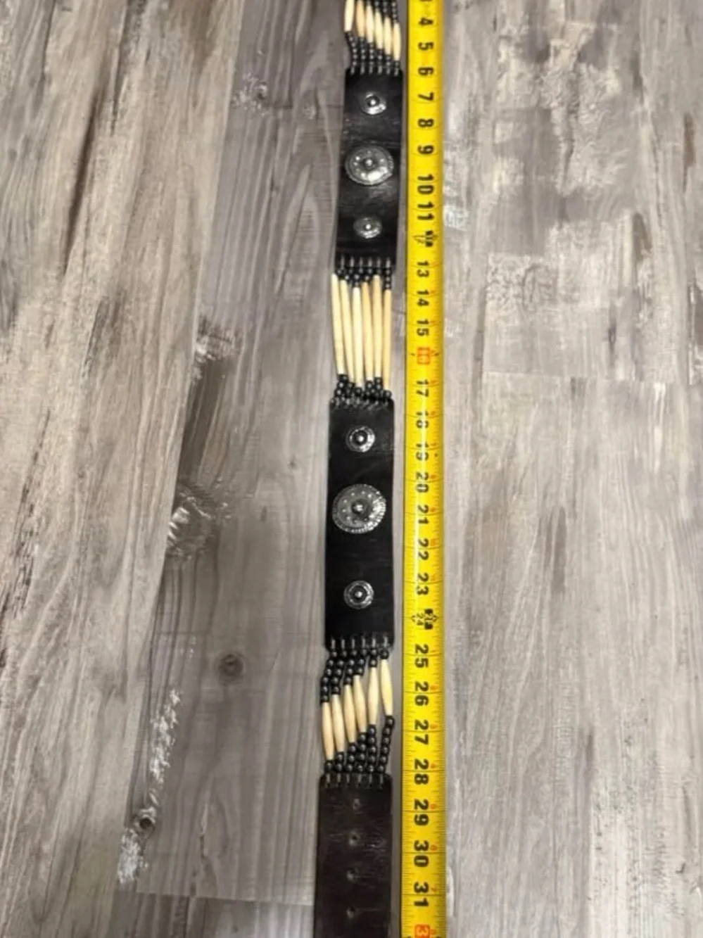 Vintage Marck Bellay Leather Sinew Bone Concho Bead Native American Belt Western